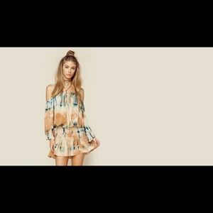 Blue Life Shirred Wait Open Shoulder Dress